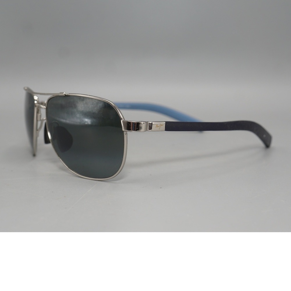 Maui Jim Guardrails Sunglasses Silver Metal Aviator Polarized Grey Lens 327-17